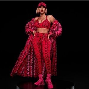 Ivy Park Adidas Red Snake Print Leggings High Waist Small Beyonce